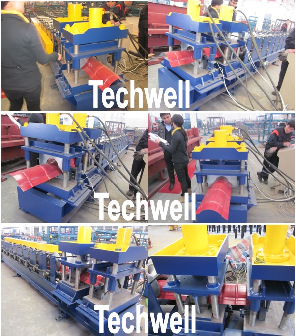 Hydraulic Cutting Roof Ridge Cap Roll Forming Machine With PLC Control System
