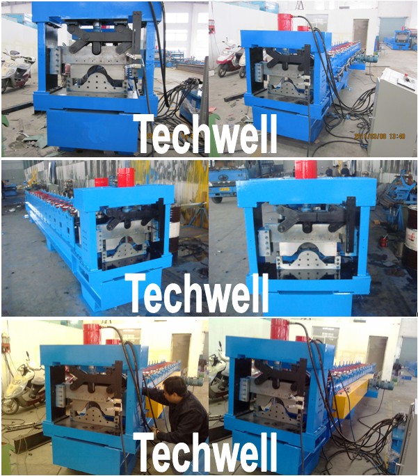 Hydraulic Cutting Roof Ridge Cap Roll Forming Machine With PLC Control System
