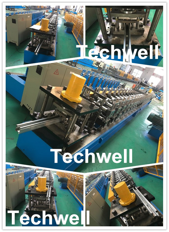 1.0-3.0mm Coil Thickness , PLC Frequency Control Guide Rail Cold Roll Forming Machine