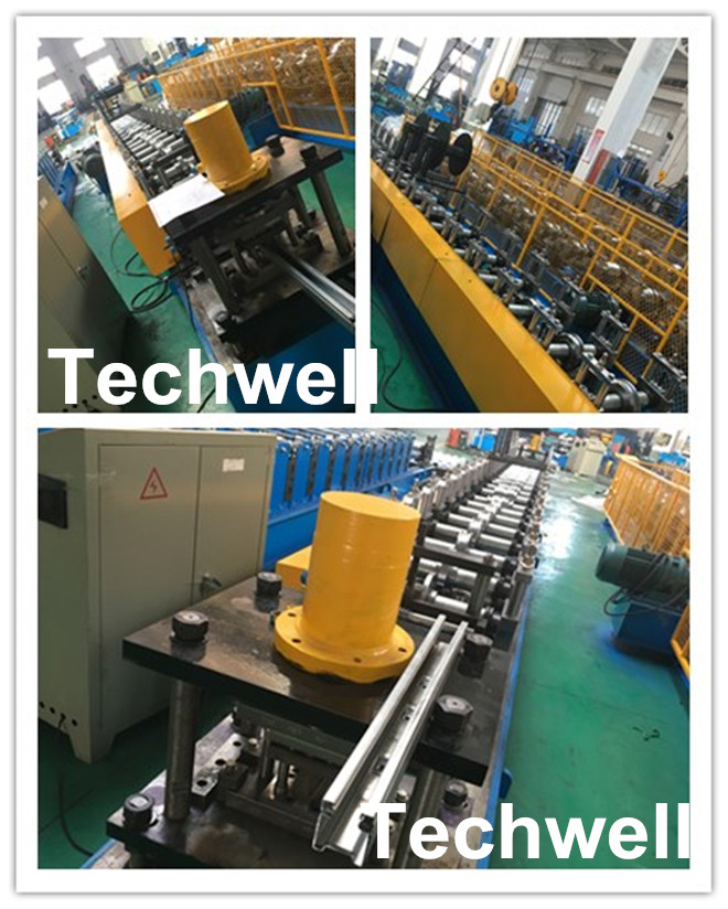 1.0-3.0mm Coil Thickness , PLC Frequency Control Guide Rail Cold Roll Forming Machine