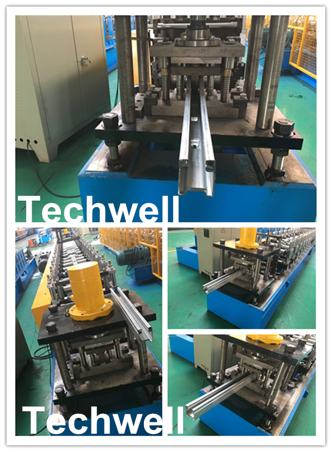 Custom Made Guide Rail Roll Forming Machine For Making Sliding System Devices With Hydraulic Punching