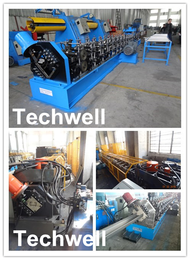 High Productivity C Purlin Roll Forming Machine With Manual Or Hydraulic Decoiler