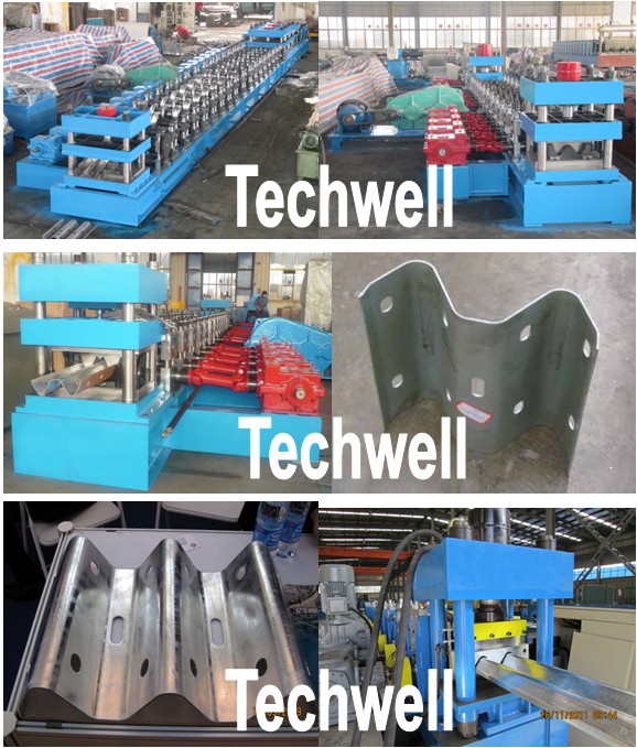 30KW, 3 Phase 50Hz 2 Wave Beam Roll Forming Machine With 10 - 12m/min Working Speed