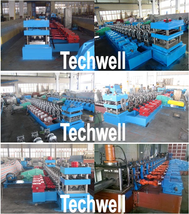 30KW, 3 Phase 50Hz 2 Wave Beam Roll Forming Machine With 10 - 12m/min Working Speed