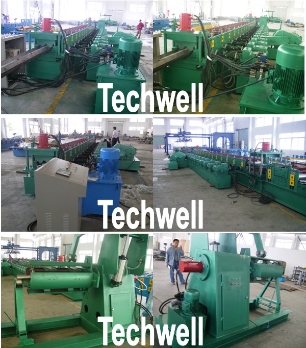 Automatic PLC Control Highway Guardrail Roll Forming Machine With 10-12 m/min Working Speed