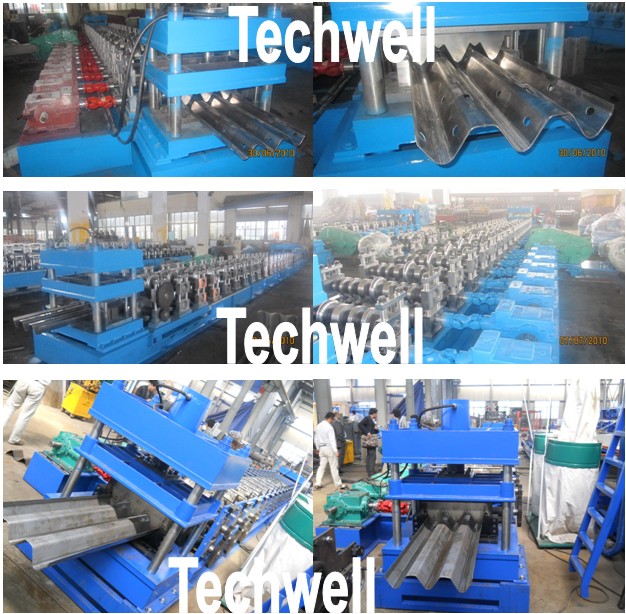 Automatic 30KW 3 Wave Guardrail Roll Forming Machine With 2 - 4mm Material Thickness