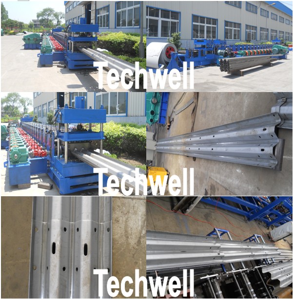 Automatic 30KW 3 Wave Guardrail Roll Forming Machine With 2 - 4mm Material Thickness