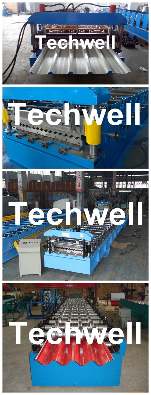 High Speed Roof Panel / Roof Sheet Roll Forming Machine With Chain Drive PLC Control