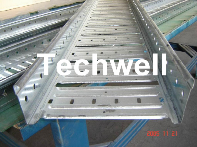 2.0mm Galvanized Steel Cable Tray Roll Forming Machine With Panasonic PLC Touch Screen , Chain Transmission