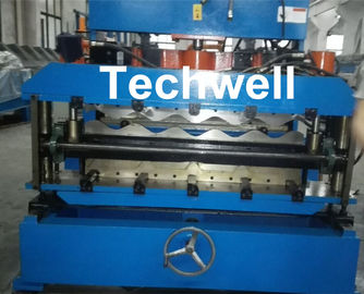 Steel Glazed Roof Step Tile Roll Forming Machine With Hydraulic Type Pressing For Making Steel Roofing Sheet