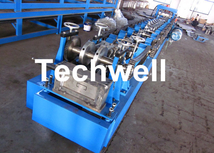 C Purlin Steel Roll Forming Machine With Hydraulic Punching 17 Forming Stations