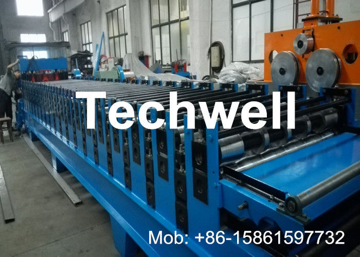 Steel Glazed Roof Step Tile Roll Forming Machine With Hydraulic Type Pressing For Making Steel Roofing Sheet