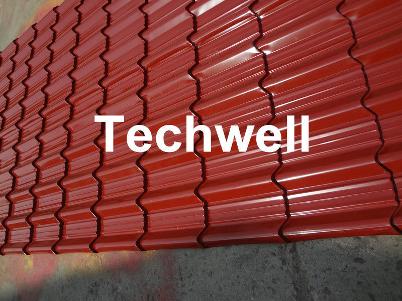 Steel Glazed Roof Step Tile Roll Forming Machine With Hydraulic Type Pressing For Making Steel Roofing Sheet