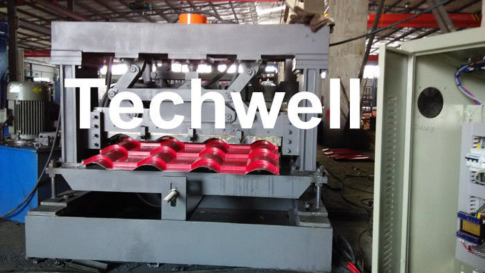 Color Steel Glazed Tile Roll Forming Equipment , 5.5 Kw Main Motor Power Roll Former Machine