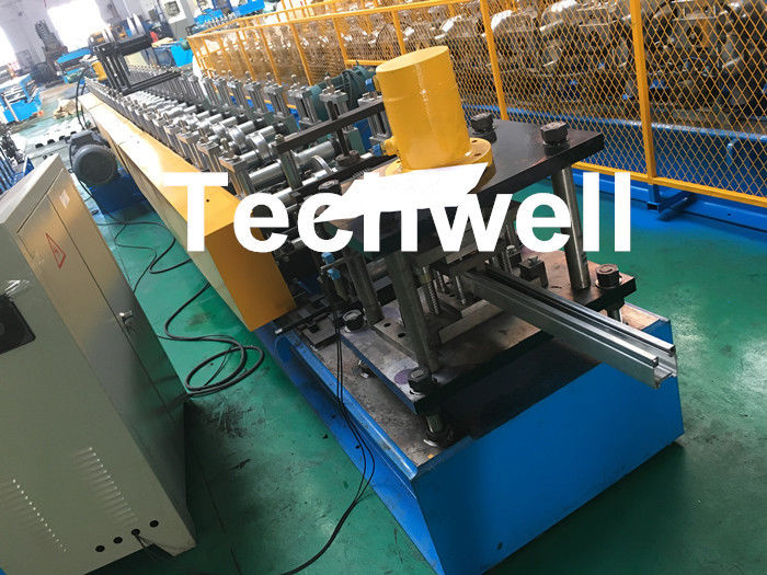 PPGI , Galvanized Steel Guide Rail Roll Forming Machine With Disk Saw Cutting For Making Shutter Door Slats