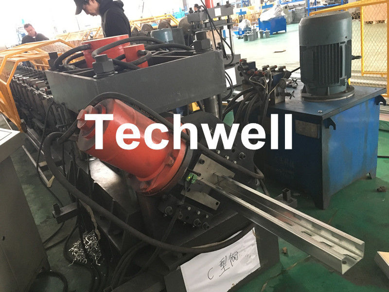 Hydraulic Pre-Punching & Pre-Cutting , High Productivity C Profile Roll Forming Machine With 0-15m/min Forming Speed
