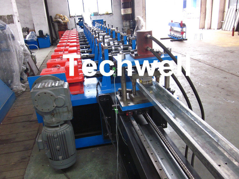 Single Side Adjustable C Profile Roll Forming Machine , rollform equipment Hydraulic Pre Cutting