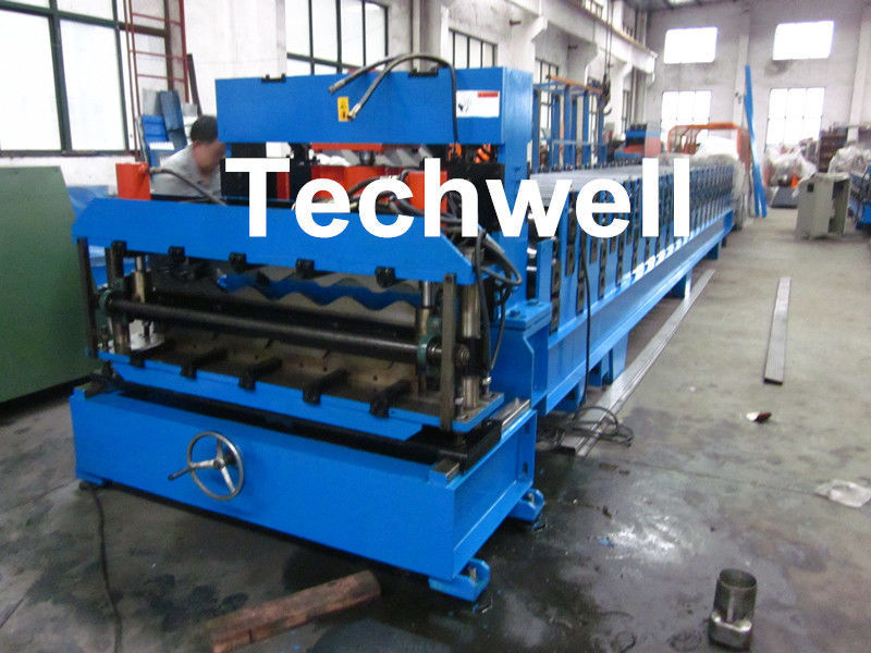 Step Tile Color Steel Roll Forming Machine , Galvanized Coil Wave Tiles Making Machine