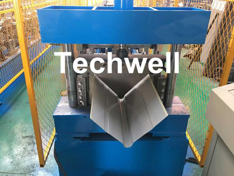 Steel Roof Ridge Cap Roll Forming Machine With Guiding Column Forming Structure , PLC Frequency Control System