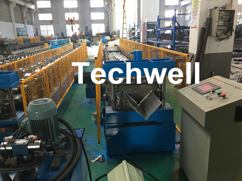 Steel Roof Ridge Cap Roll Forming Machine With Guiding Column Forming Structure , PLC Frequency Control System
