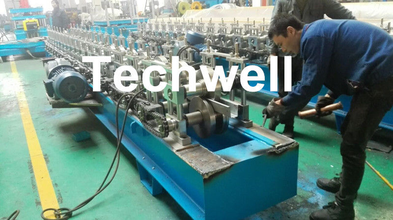Hat Channel Cold Roll Forming Machine With Hydraulic Cutting Type & PLC Frequency Control