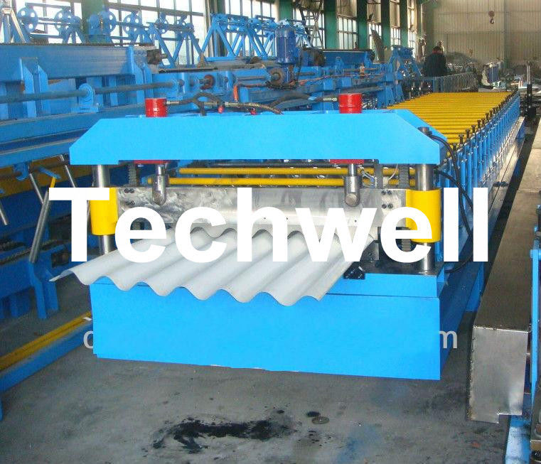 Corrugated Long Span Roof Roll Forming Machine with Chain Drive and PANASONIC Transducer