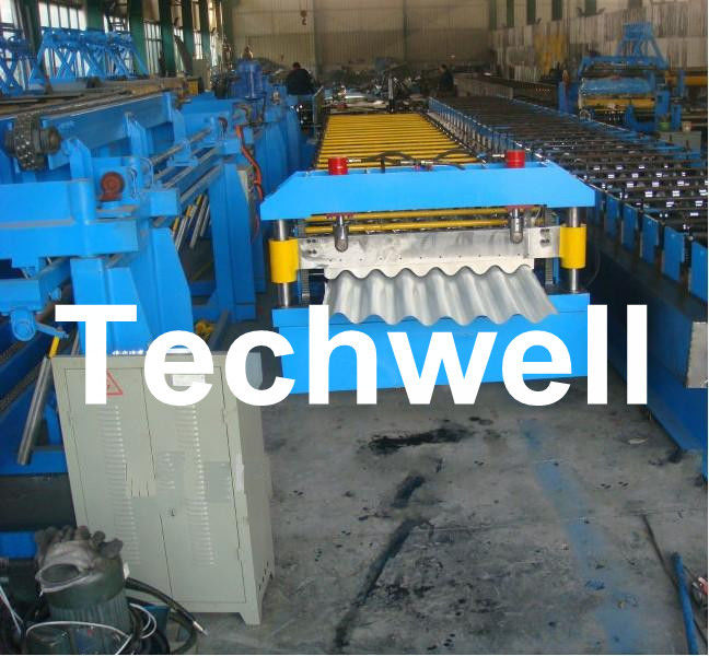 Big Wave Corrugated Roof Roll Forming Machine Galvanised 5.5 Kw with 18 Forming Station