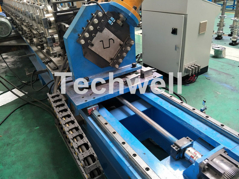16 Stations Cold Roll Forming Machine With Rubber Belt Driven Servo Tracking Cutting Device