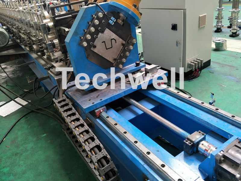 PLC Electrical Control Hat Profile Cold Roll Forming Machine With 1.5 Inch Chain Transmission