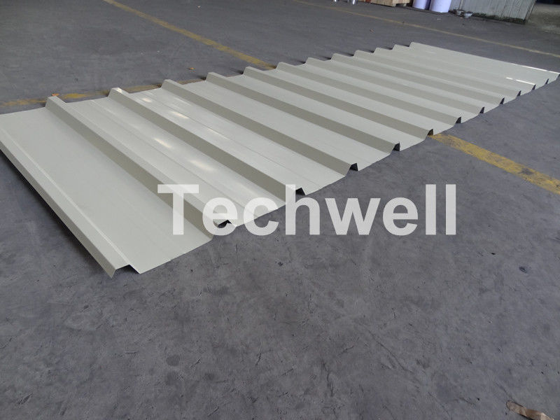 Customized Trapezoidal Profile Roof Roll Forming Machine With Hydraulic Post Cutting Device