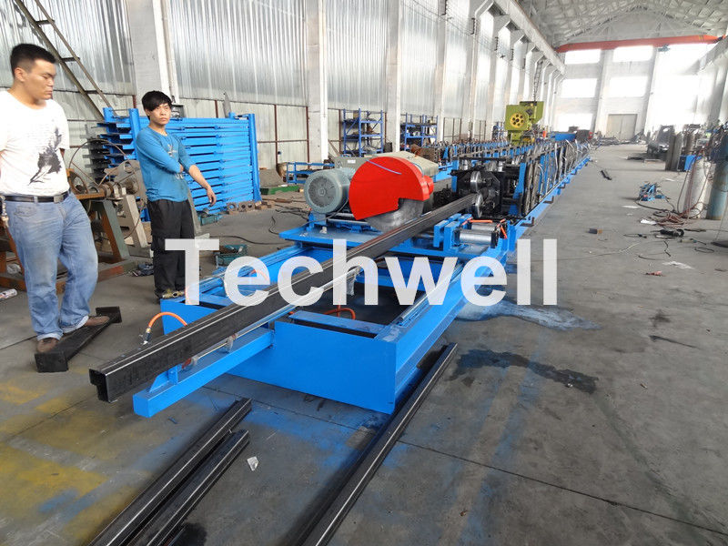 Step Beam Rack Roll Forming Machine With Welding Line , Servo Flying Saw Cutting Device